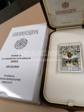 2023 Vaticano Pasqua di resurrezione 25 euro in argento Proof colorata