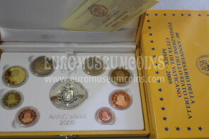2009 Vaticano divisionale PROOF con medaglia in argento in COFANETTO ufficiale