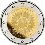 Lettonia 2023 Slava Ukraini 2 Euro commemorativo