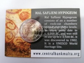 Malta 2022 ipogeo Hal saflieni siti archeologici 2 Euro commemorativo in coincard
