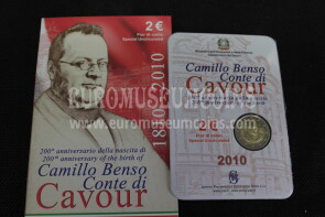 Italia 2010 Conte di Cavour  2 euro commemorativo in folder originale ufficiale