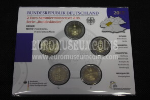Germania 2015 Hessen 5 zecche 2 Euro commemorativi FDC
