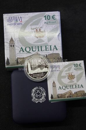2010 Italia 10 Euro Poof AQUILEIA in argento con cofanetto  