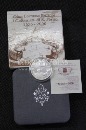 2006 Vaticano 10 Euro proof Colonnato Bernini in argento con cofanetto  