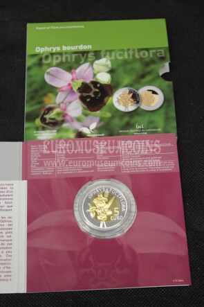 2012 Lussemburgo Orchidea 5 Euro Proof in Argento e Oro Nordico