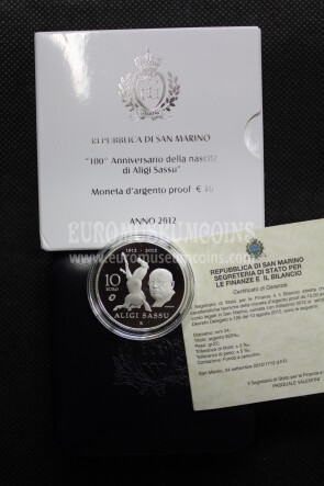 2012 San Marino 10 Euro PROOF Aligi Sassu in argento con cofanetto  