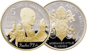 2018 Vaticano 5 Euro proof Papa Paolo VI in argento e oro con cofanetto  