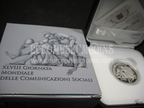 2014 Vaticano 10 Euro PROOF Giornata delle Comunicazioni Sociali in argento con cofanetto  