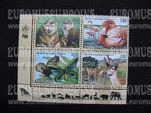 1998 Nazioni Unite Animali in Pericolo d'estinzione Quartina Ginevra