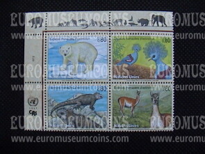 1997 Nazioni Unite Animali in Pericolo d'estinzione Quartina Ginevra