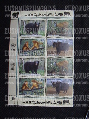 2004 Nazioni Unite Animali in Pericolo d'estinzione Blocco di Foglio New York