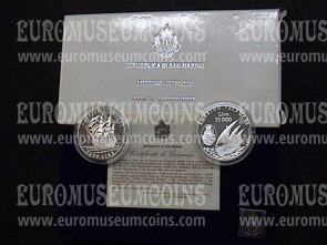 1995 San Marino dittico 5000 e 10000 Lire Amerigo Vespucci argento Proof