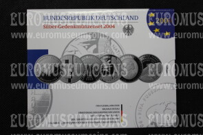 2004 Germania serie ufficiale 6 monete 10 Euro Proof in argento