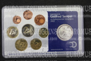 2003 Germania Serie Euro con 10 Euro in argento Proof Gottfried Semper