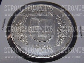 1935 Svizzera 5 Franchi in argento
