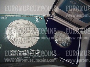 2018 Italia 5 Euro PROOF Ville Venete in argento