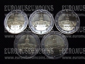 Germania 2018 Castello di Charlottenburg 5 zecche 2 Euro commemorativi ADFGJ