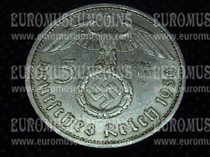 1936 Germania Von Hindeburg 5 Marchi svastica in argento