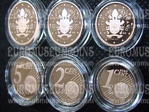 2018 Vaticano 1 + 2 + 5 eurocent proof da set ufficiale