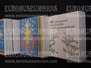 2005 Vaticano Dittico 5+10 Euro Proof 60° fine 2° Guerra Mondiale e Anno Eucaristico in argento con cofanetto  