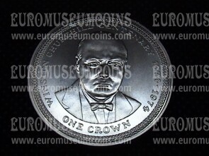 1974 Man 1 Corona FDC Centenario Winston Churchill argento