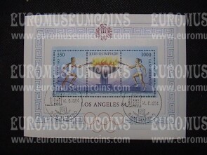 1984 foglietto BF 40 SAN MARINO Olimpiadi Los Angeles timbrato primo giorno