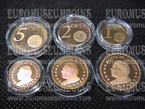 2005 Vaticano 1 + 2 + 5 eurocent proof da set ufficiale