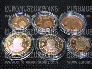 2006 Vaticano 1 + 2 + 5 eurocent proof da set ufficiale