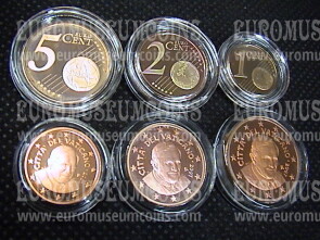 2007 Vaticano 1 + 2 + 5 eurocent proof da set ufficiale
