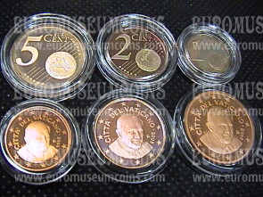 2008 Vaticano 1 + 2 + 5 eurocent proof da set ufficiale