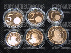 2010 Vaticano 1 + 2 + 5 eurocent proof da set ufficiale