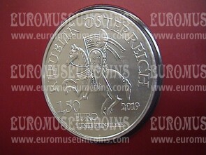 2019 Austria Leopold V 1,5 Euro FDC oz 1 oncia argento in folder