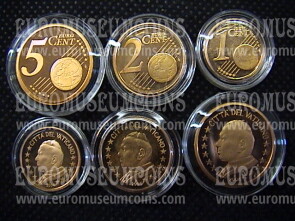2004 Vaticano 1 + 2 + 5 eurocent proof da set ufficiale