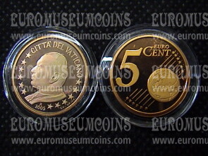 2005 Vaticano eurocent 5 proof da set ufficiale