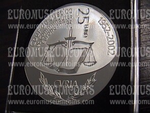 2002 Lussemburgo 25 Euro Curia argento proof  