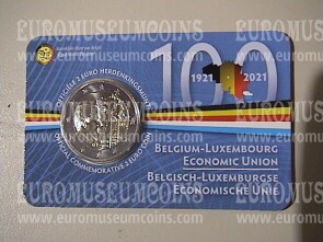 Belgio 2021 centenario Unione Economica 2 Euro commemorativo versione olandese 