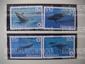 2007 Bahamas serie WWF CETACEI BALENA dal Becco di Blainville 4 valori