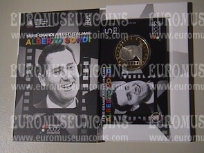 2022 Italia 5 Euro Proof bimetallico Alberto Sordi Serie Grandi Artisti Italiani