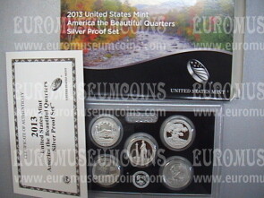 2013 USA America Quarters silver proof set Parchi in argento