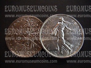 5 Franchi argento Semeuse Francia dal 1960 al 1969