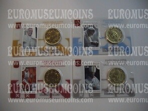2015 Vaticano set 4 coincard 50 cent + francobollo pontificato Papa Francesco