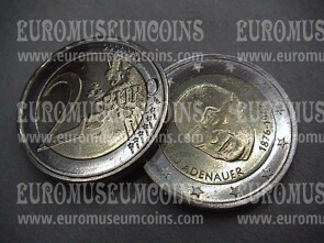 Germania 2026 150° anniversario nascita Konrad Adenauer 2 Euro commemorativi zecca casuale