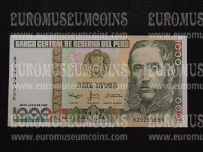 1000 Intis Banconota emessa dal Perù 1988