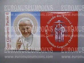 2015 Vaticano Dittico 5 + 10 Euro Proof Sinodo dei Vescovi + Giovanni Paolo II in argento con cofanetto  