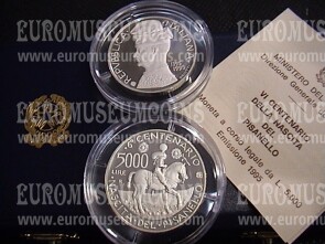 1995 Italia 5000 Lire PROOF Pisanello in argento con cofanetto  