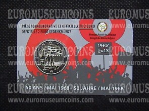 Belgio 2018 Rivolta Studentesca del 1968 2 Euro commemorativo in coincard FRANCESE