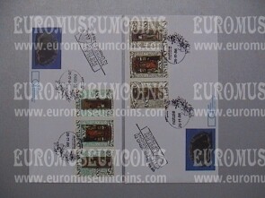 1986 Natale coppia FDC San Marino cornice verde + oro