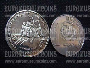 1991 Repubblica Dominicana V Centenario Colombo moneta da 1 peso