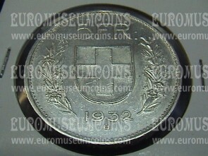1932 Svizzera 5 Franchi in argento