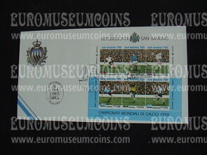 1990 San Marino Campionati Mondiali di Calcio BF Busta primo giorno di emissione FDC